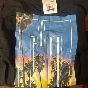 Puma Black Tee with Blue Graphic Panel